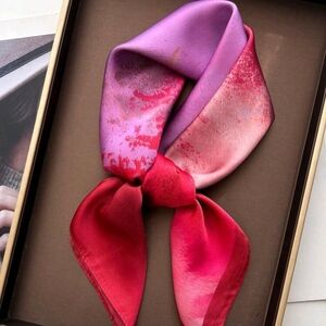 Elegant Pink and Red Silk Scarf